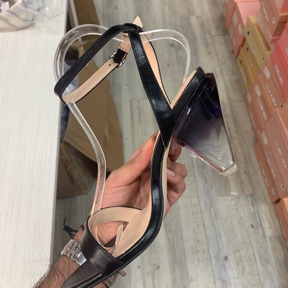 Empress Cone Wedge Glass Heel in Black Faux Leather - Picture 7 of 9